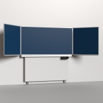 Klapp-Schiebetafel wandmontiert, mit Fuß, Mittelfläche 200x100 cm, Stahlemaille blau 